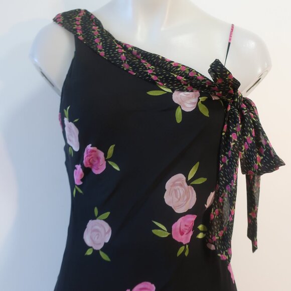 Womens Moschino Cheapandchic 100% Silk Black, Pink Floral Dress S - Picture 3 of 9